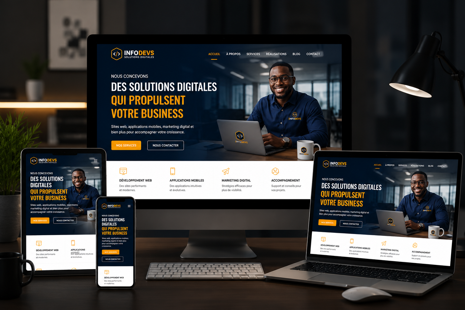 Interface d'un site web développé par INFODEVS